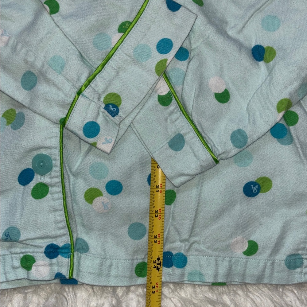 Victoria’s💙Secret Polka Dots 100% Cotton 2-piece Flannel Pajama Set, Size Medium - Picture 12 of 16
